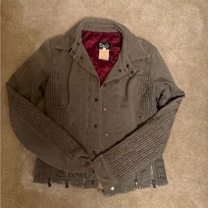 D&G Khaki Jacket with Burgundy Lining